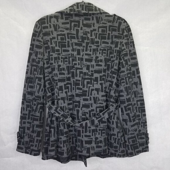 Sandro Sportswear Trench Coat Women's L Grey Black Lined Belted Double Breasted - Picture 11 of 16